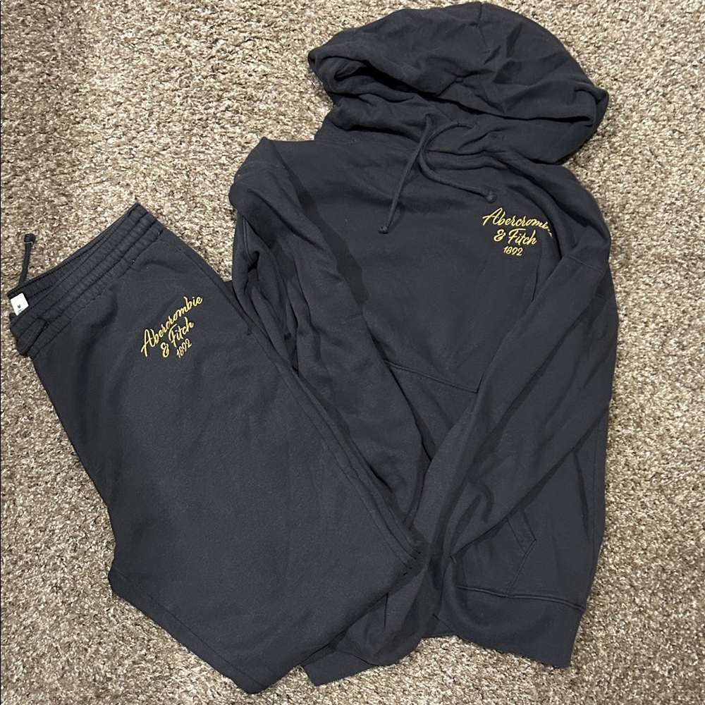 Abercrombie & Fitch Charcoal Hoodie and Sweatpants Set Medium